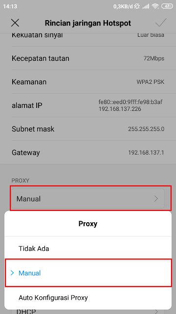 Mengatur proxy manual pada Android