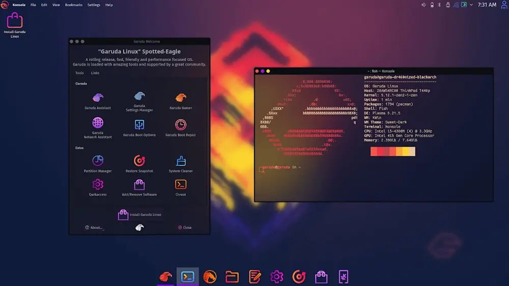 Tampilan Garuda Linux