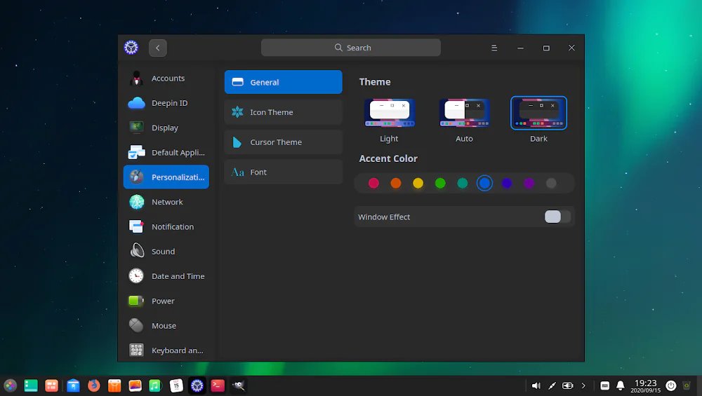 Tampilan Pengaturan Deepin OS