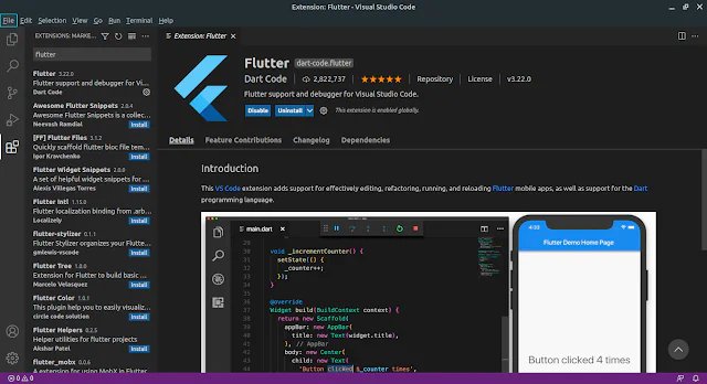 Ekstensi Flutter pada VSCode