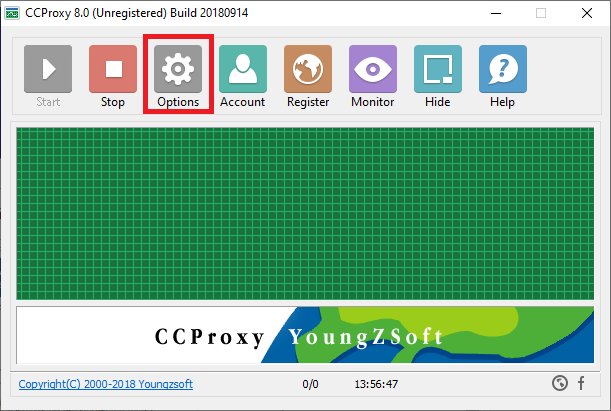 Tampilan utama aplikasi CCProxy